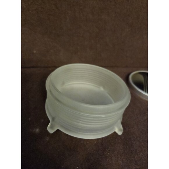 Vintage Art Deco Frosted Glass Footed Vanity Powder Jar - Picture 8 of 16